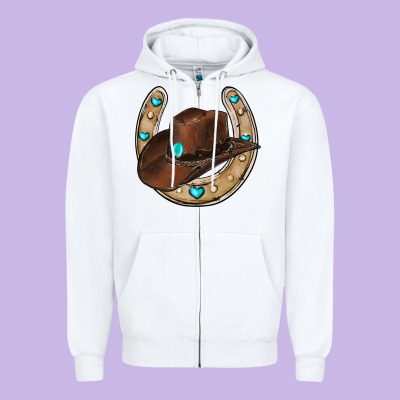 Horseshoe Cowboy Hat Zipper Hoodie Designed By Ranaportraitstore