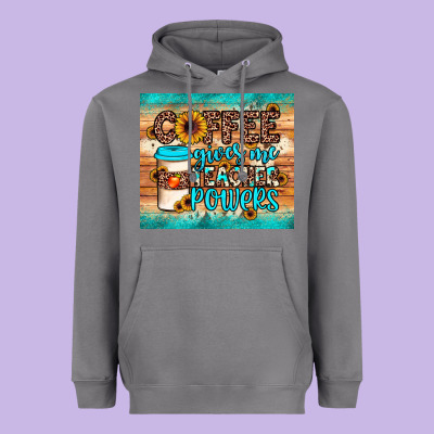 Coffee Gives Me Teacher Powers Heavyweight Hoodie Designed By Jahusdesignshop