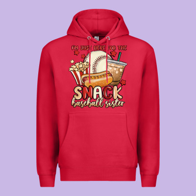 I'm Just Here For The Snack Baseball Sister Premium Hoodie Designed By Maliassmallbusiness
