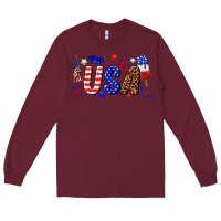 Burgundy usa 4th of july Long Sleeve Tee - texasbilliewilder