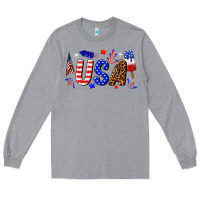 Heather Grey usa 4th of july Long Sleeve Tee - texasbilliewilder