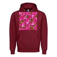 Burgundy Breast Cancer with Ribbon and Butterfly Zipper Hoodie - texasbilliewilder