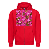 Red Breast Cancer with Ribbon and Butterfly Zipper Hoodie - texasbilliewilder