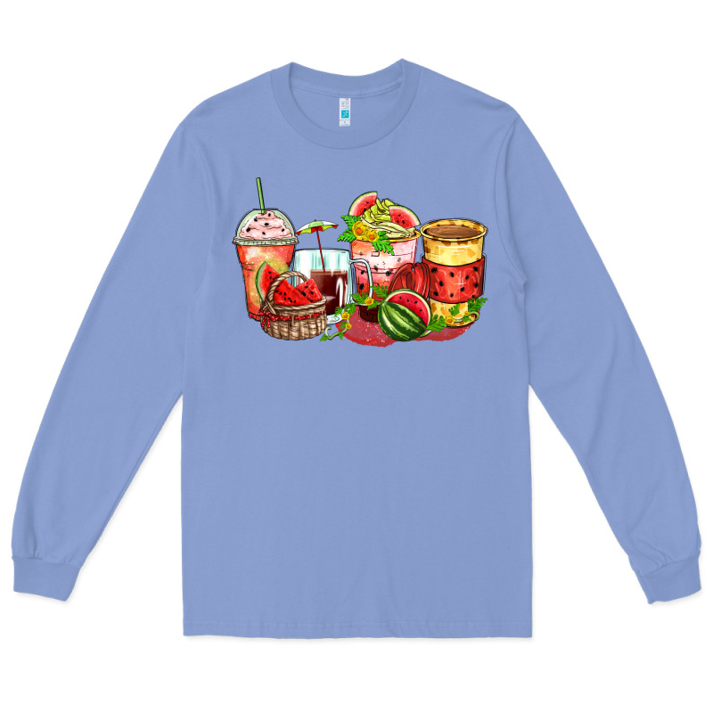 Watermelon Farm Fresh Coffee Cups Long Sleeve Tee by Zillion Design Studio | Teevron