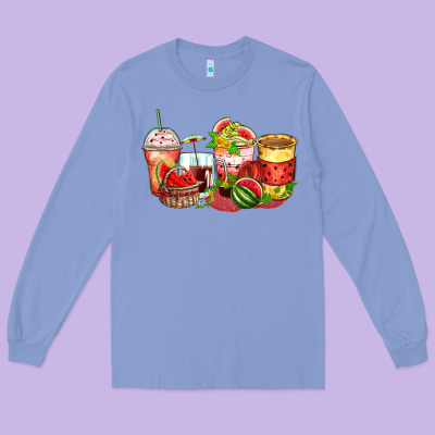 Long Sleeve Tee watermelon farm fresh coffee cups