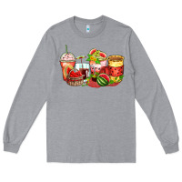 Heather Grey watermelon farm fresh coffee cups Long Sleeve Tee - Zillion Design Studio