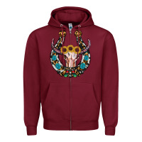 Burgundy western horseshoe skull Zipper Hoodie - RanaPortraitStore