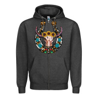 Charcoal Heather western horseshoe skull Zipper Hoodie - RanaPortraitStore