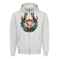 Dove Grey western horseshoe skull Zipper Hoodie - RanaPortraitStore