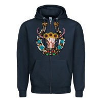 Navy western horseshoe skull Zipper Hoodie - RanaPortraitStore