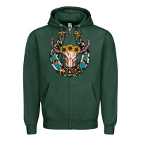 Sports Green western horseshoe skull Zipper Hoodie - RanaPortraitStore