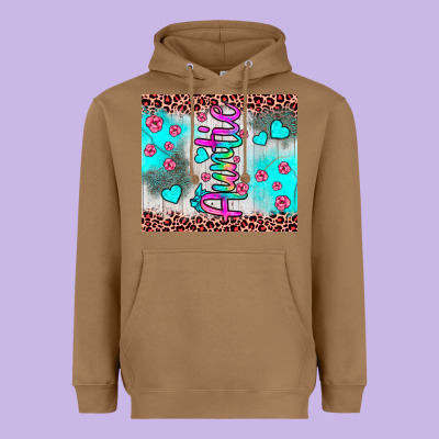 Auntie Leopard Turquoise Heavyweight Hoodie Designed By Jahusdesignshop