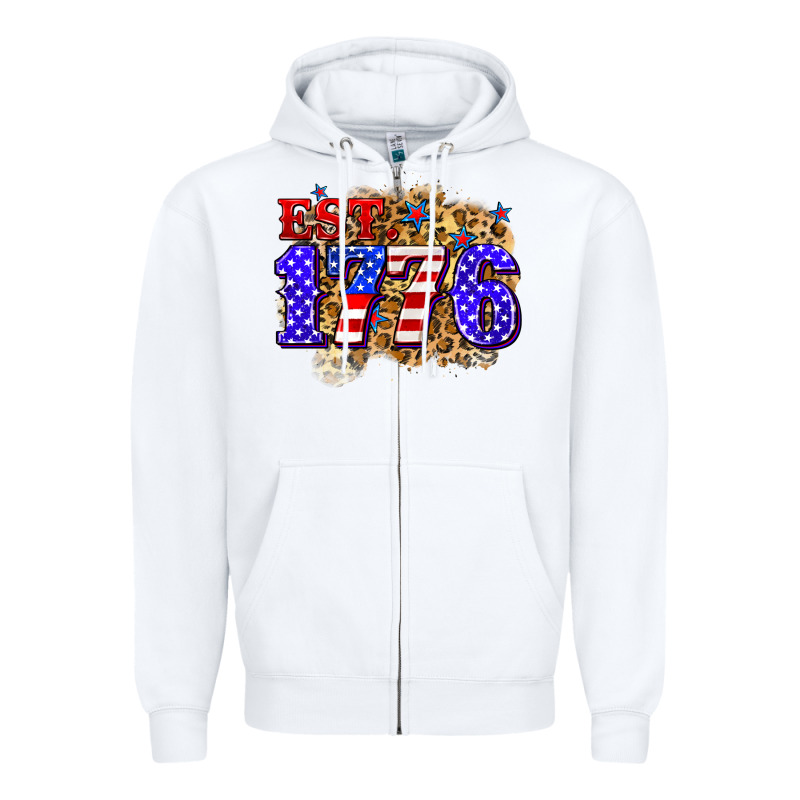 Est. 1776 4th Of July Zipper Hoodie by Zillion Design Studio | Teevron