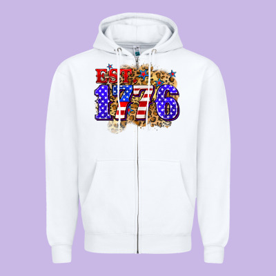 Est. 1776 4th Of July Zipper Hoodie Designed By Zillion Design Studio