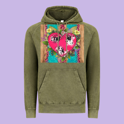 V.d Cow And Heart Vintage Hoodie Designed By Adodesignshop
