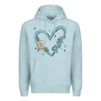 Blue Mist mom with heart and flowers Premium Hoodie - MaliasSmallBusiness