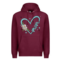 Burgundy mom with heart and flowers Premium Hoodie - MaliasSmallBusiness