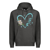 Charcoal Heather mom with heart and flowers Premium Hoodie - MaliasSmallBusiness