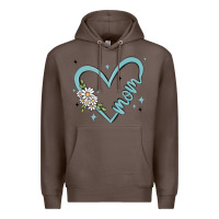 Coffee mom with heart and flowers Premium Hoodie - MaliasSmallBusiness