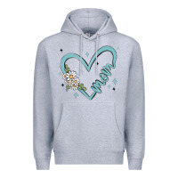 Heather Grey mom with heart and flowers Premium Hoodie - MaliasSmallBusiness