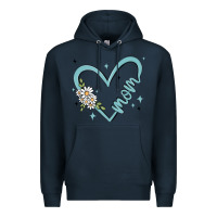Navy mom with heart and flowers Premium Hoodie - MaliasSmallBusiness