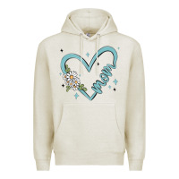 Oatmeal Heather mom with heart and flowers Premium Hoodie - MaliasSmallBusiness