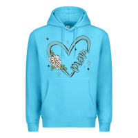 Ocean Blue mom with heart and flowers Premium Hoodie - MaliasSmallBusiness