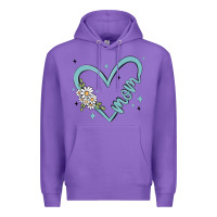 Purple mom with heart and flowers Premium Hoodie - MaliasSmallBusiness