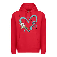 Red mom with heart and flowers Premium Hoodie - MaliasSmallBusiness