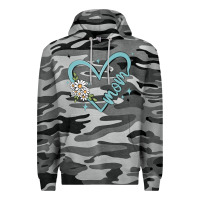 Slate Camo mom with heart and flowers Premium Hoodie - MaliasSmallBusiness