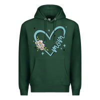 Sports Green mom with heart and flowers Premium Hoodie - MaliasSmallBusiness