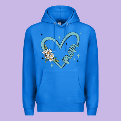Mom With Heart And Flowers Premium Hoodie Designed By Maliassmallbusiness