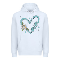White mom with heart and flowers Premium Hoodie - MaliasSmallBusiness