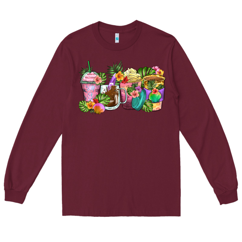 Tropical Coffee Cups Long Sleeve Tee by Zillion Design Studio | Teevron