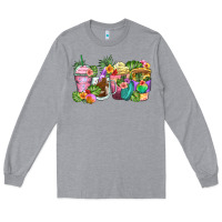 Heather Grey tropical coffee cups Long Sleeve Tee - Zillion Design Studio