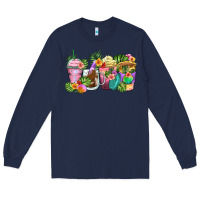 Navy tropical coffee cups Long Sleeve Tee - Zillion Design Studio
