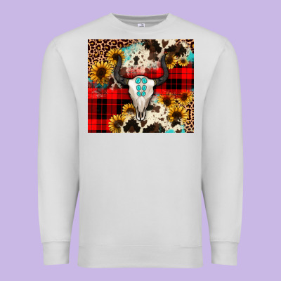 Bullskull Sunflower Premium Sweatshirt Designed By Jahusdesignshop