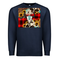 Navy bullskull Sunflower Premium Sweatshirt - JahusDesignShop
