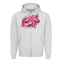 Dove Grey Breast Cancer with Ribbon Pink Lips Zipper Hoodie - texasbilliewilder