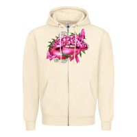 Sandshell Breast Cancer with Ribbon Pink Lips Zipper Hoodie - texasbilliewilder