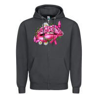 Smoke Breast Cancer with Ribbon Pink Lips Zipper Hoodie - texasbilliewilder