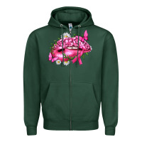 Sports Green Breast Cancer with Ribbon Pink Lips Zipper Hoodie - texasbilliewilder