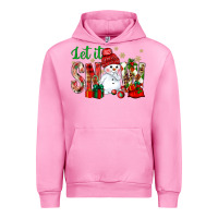 Fuchsia Pink let it snow with snowman Urban Hoodie - NancyCooperArtShop