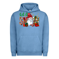 Pigment Pebble Blue let it snow with snowman Urban Hoodie - NancyCooperArtShop