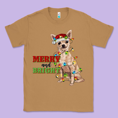 Merry And Bright Chihuahua Classic Tee Designed By Ranaportraitstore