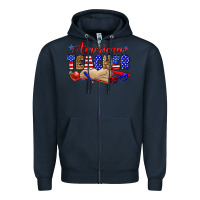 Navy American teacher Zipper Hoodie - Zillion Design Studio