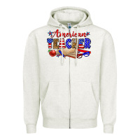 Oatmeal Heather American teacher Zipper Hoodie - Zillion Design Studio
