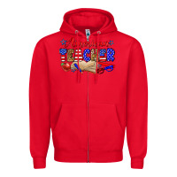 Red American teacher Zipper Hoodie - Zillion Design Studio