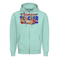 Seafoam American teacher Zipper Hoodie - Zillion Design Studio