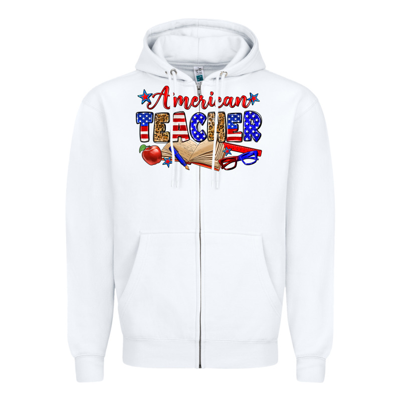 American Teacher Zipper Hoodie by Zillion Design Studio | Teevron